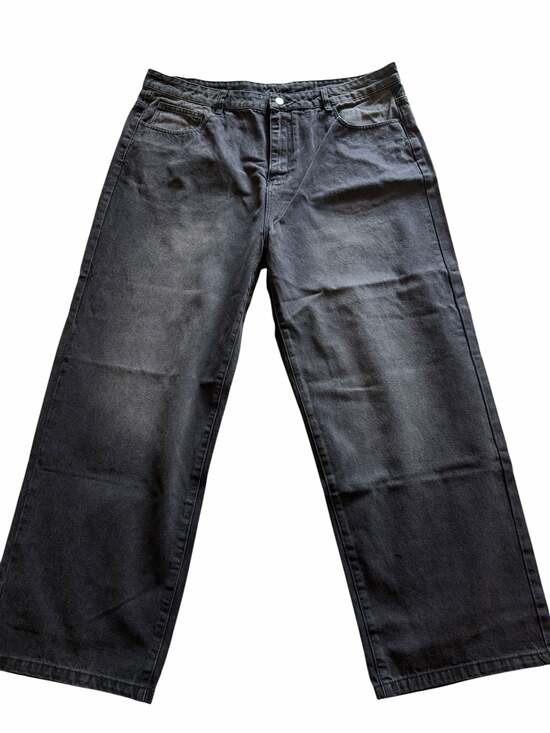 Emmiol Denim - Emmiol 90s Style Baggy High-Waisted Wide-Leg Washed Black Jeans/0049